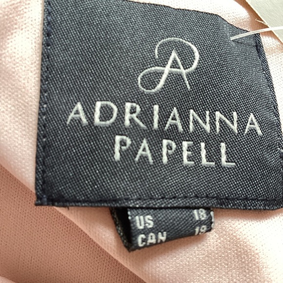 Adrianna Papell Sheath Dress Womens Size18 Pink Chiffon One Shoulder Side Zipper - Picture 5 of 6